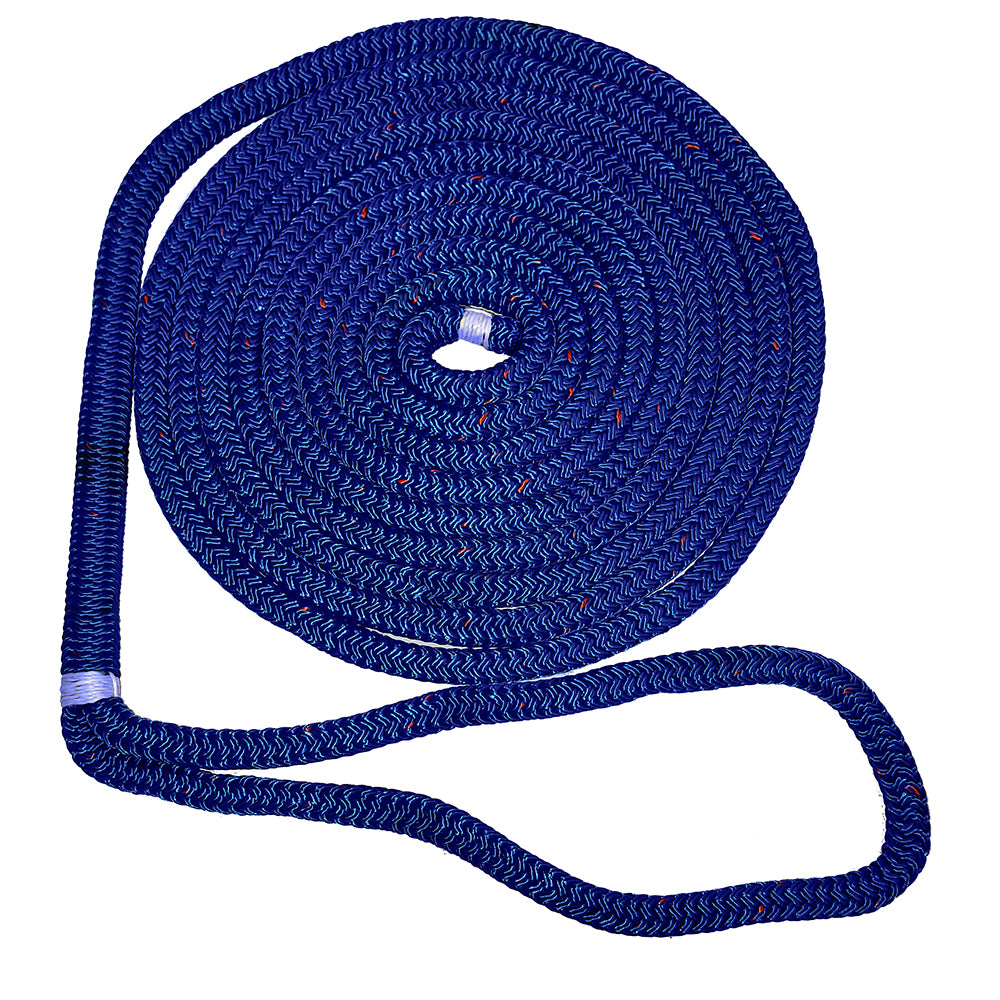 New England Ropes 58 Double Braid Dock Line Blue wTracer 50 C50532000050