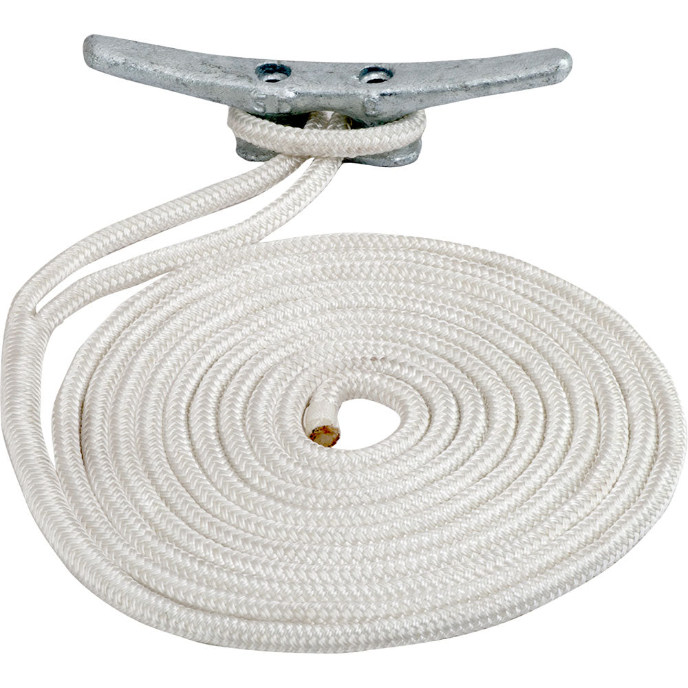 SeaDog Double Braided Nylon Dock Line 12 x 25 White 302112025WH1
