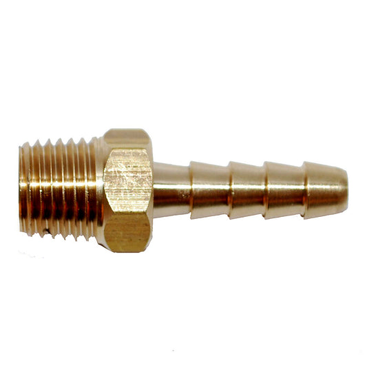 Attwood Universal Brass Fuel Hose Fitting  14 NPT x 38 Barb 145406