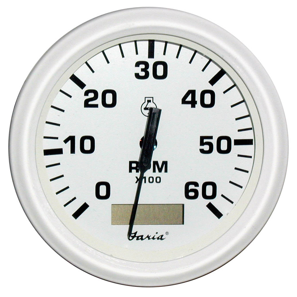 Faria Dress White 4 Tachometer wHourmeter  6000 RPM Gas Inboard 33132