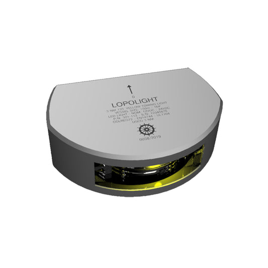 Lopolight Series 201013  Stern Towing Light  2NM  Vertical Mount  Amber  Silver Housing 201013V