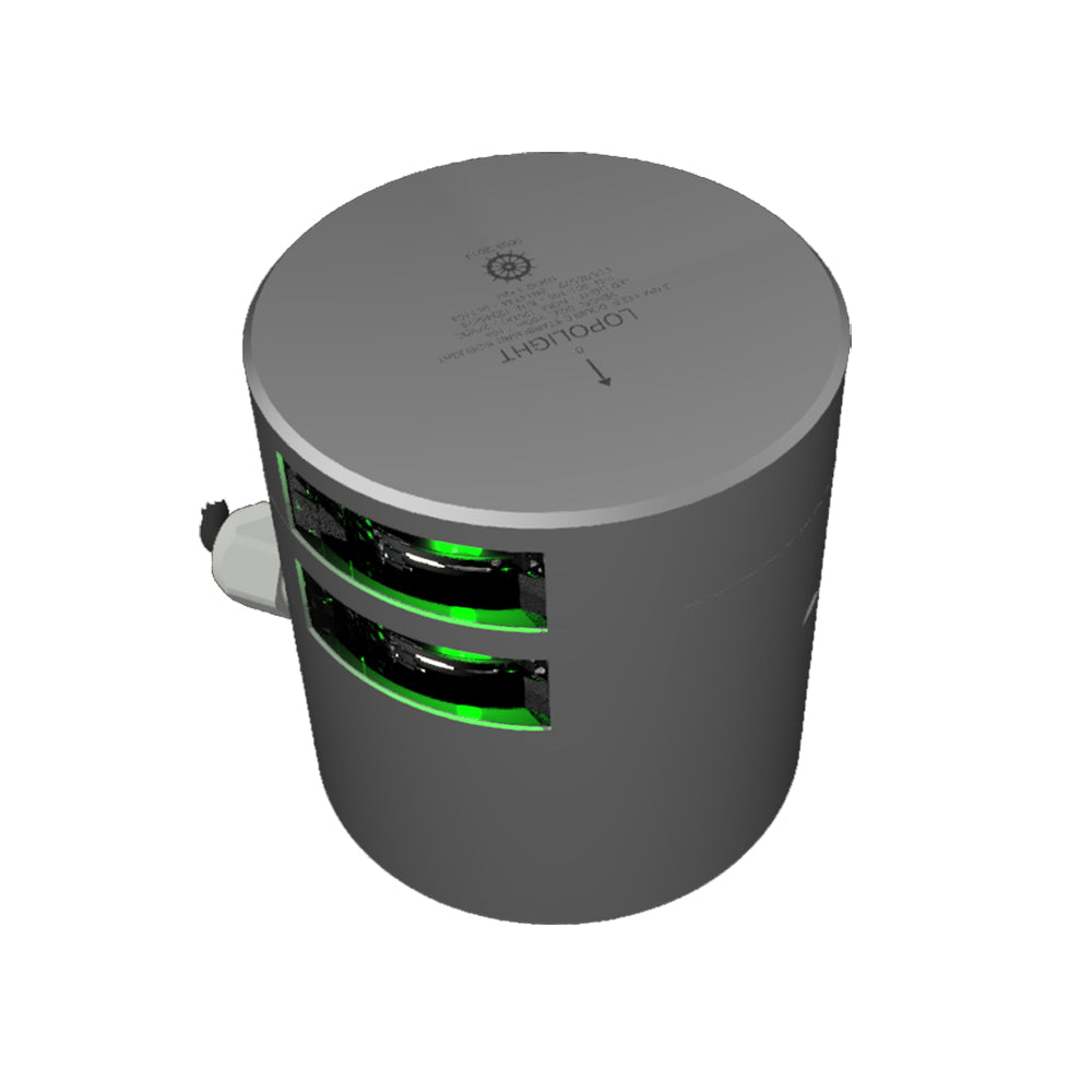 Lopolight Series 301108  Double Stacked Navigation Light  3NM  Horizontal Mount  Green  Silver Housing 301108ST
