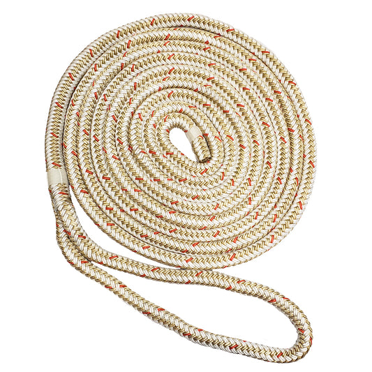 New England Ropes 58 Double Braid Dock Line  WhiteGold wTracer  40 C50592000040