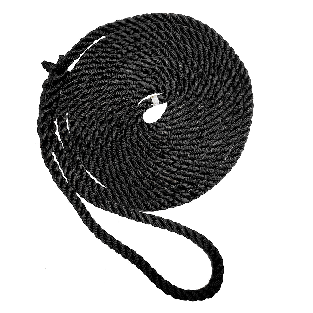 New England Ropes 58 Premium 3Strand Dock Line  Black  25 C60542000025