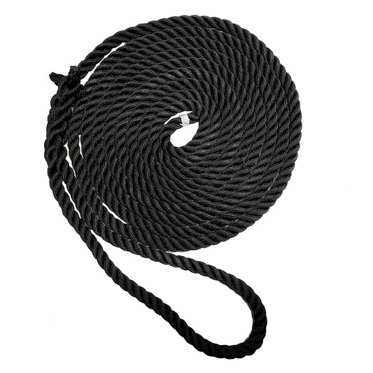 New England Ropes 58 Premium 3Strand Dock Line  Black  25 C60542000025