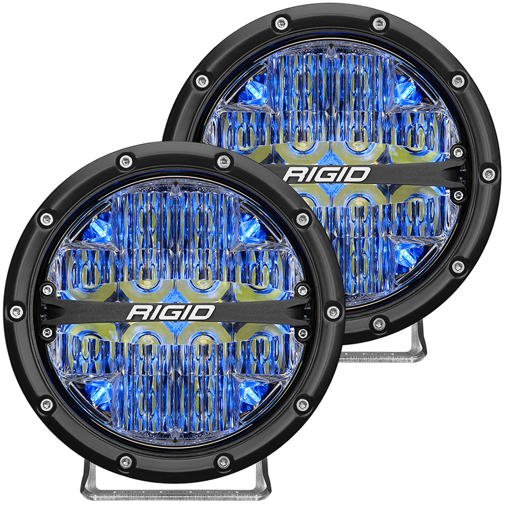 RIGID Industries 360Series 6 LED OffRoad Fog Light Spot Beam wBlue Backlight  Black Housing 36202