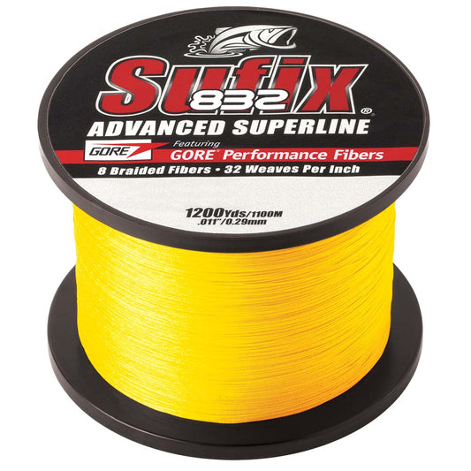 Sufix 832 Advanced Superline Braid  10lb  HiVis Yellow  1200 yds 660310Y