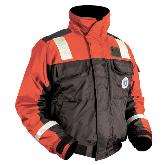 Mustang Classic Flotation Bomber Jacket wReflective Tape  OrangeBlack  Small MJ6214T133S206